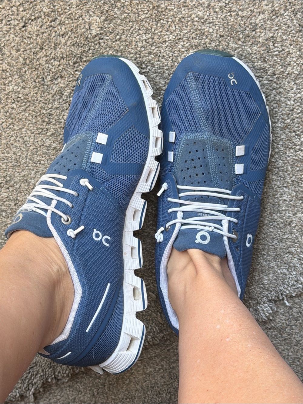 On Running Blue and White Women's Athletic Sneakers